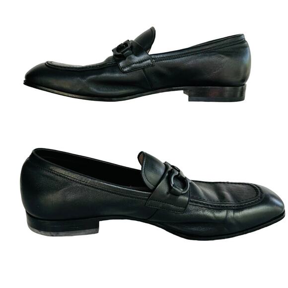 SALVATORE FERRAGAMO Asten Black Smooth Leather Bit Loafer Size 8.5 E Wide #72266 - Picture 4 of 13